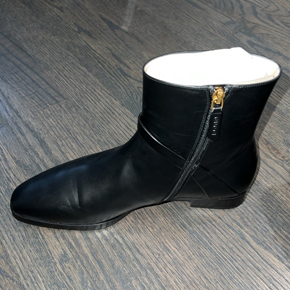 Gucci Calf Leather GG Enamel Logo Ankle Boot-Authentic-NIB - Picture 6 of 12